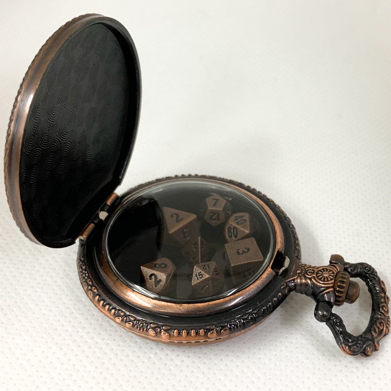 DnD Dice Steampunk-Style Pocket Watch Shell